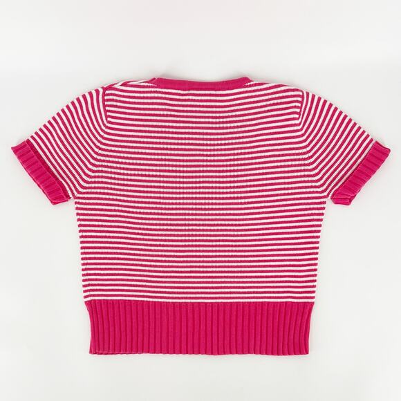 90s crop short sleeve sweater hot pink striped Tommy Hilfiger 1990s vintage - Picture 5 of 5